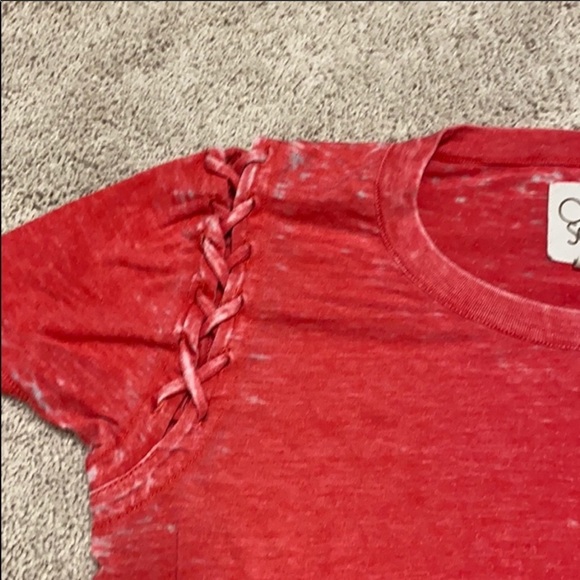 Chaser Shoulder Lace Red Burnout T-shirt - Picture 4 of 6